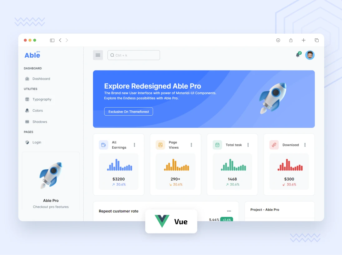 Able Pro Free Vuejs Admin Dashboard