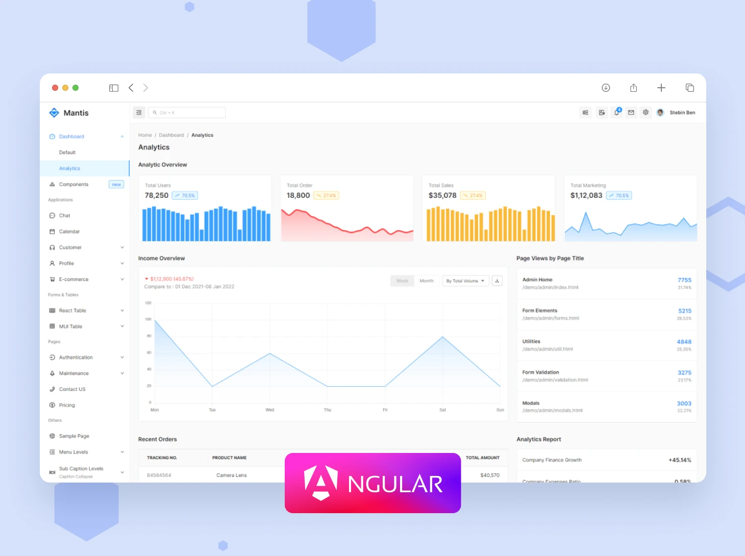 Mantis angular admin template - codedthemes